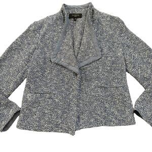 Talbots Womens blue white tweed blazer jacket pockets Size SP